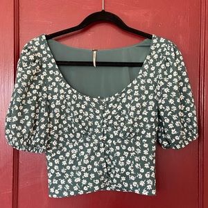 Free People Green Daisy Chain Top, Size S